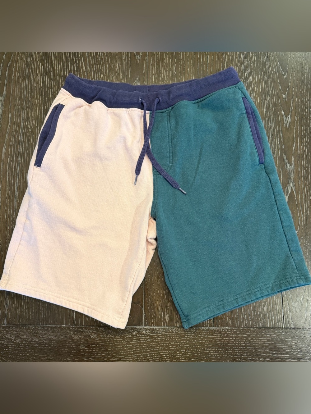 Empyre Men’s Green Pink & Navy Color Block Drawstring Shorts Sz Small Y2K